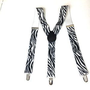 Zebra blk white Suspenders Braces NWT NOS